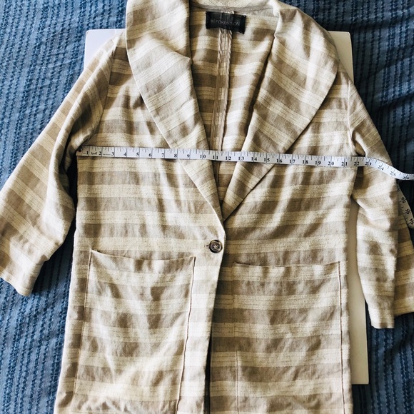 Reformation striped beige linen coat jacket sz S - Picture 2 of 4